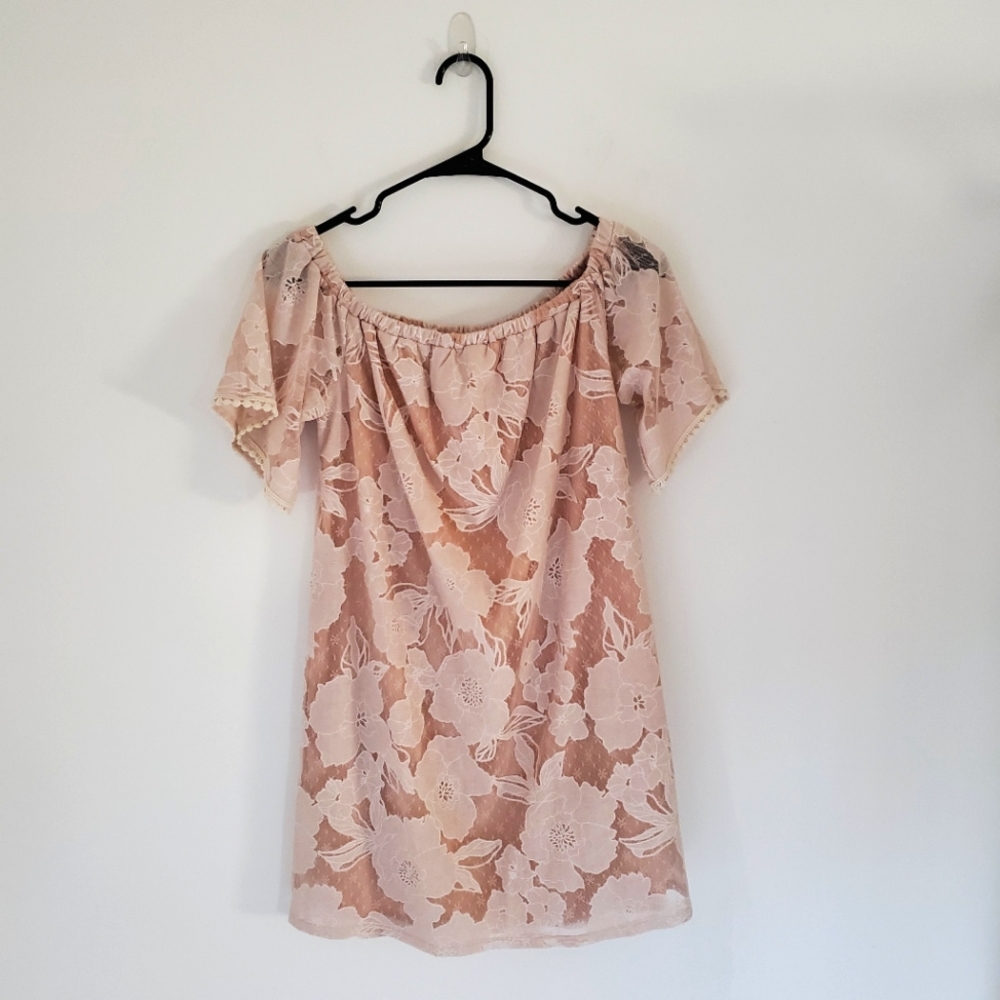 Charlotte Russe Floral Lace off the shoulder Shift Dress